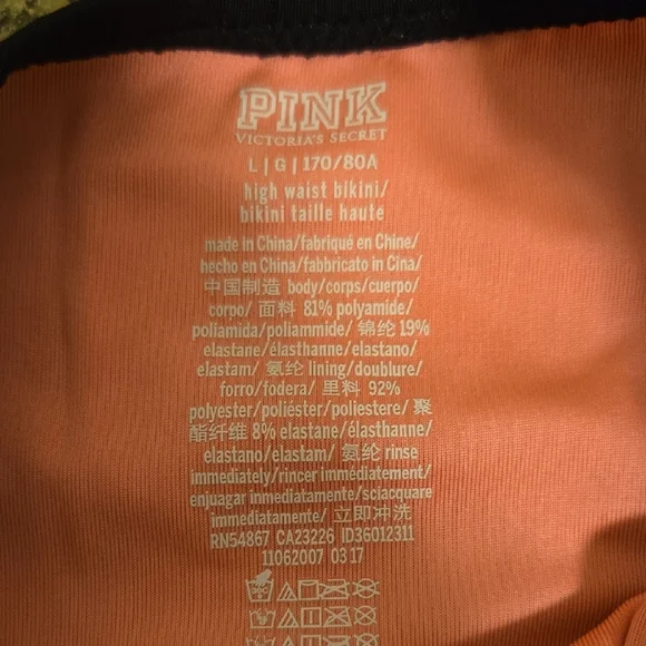 PINK Victoria's Secret Black and Pink Strappy Two Piece Swimsuit - Picture 2 of 6